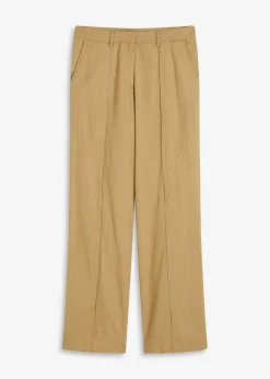 Online Pantalón de lino con talle alto y pinzas Mujer Pantalones