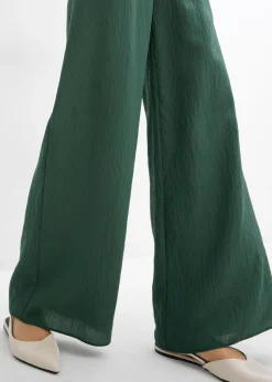 Sale Pantalón de mezcla arrugada de viscosa con estructura Mujer Conjuntos De Ropa|Esenciales