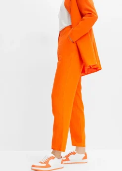 Outlet Pantalón de mezcla de lino y viscosa con talle alto y pernera corta Mujer Pantalones