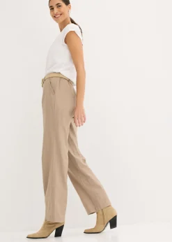 Outlet Pantalón de mezcla de lino y algodón Mujer Pantalones