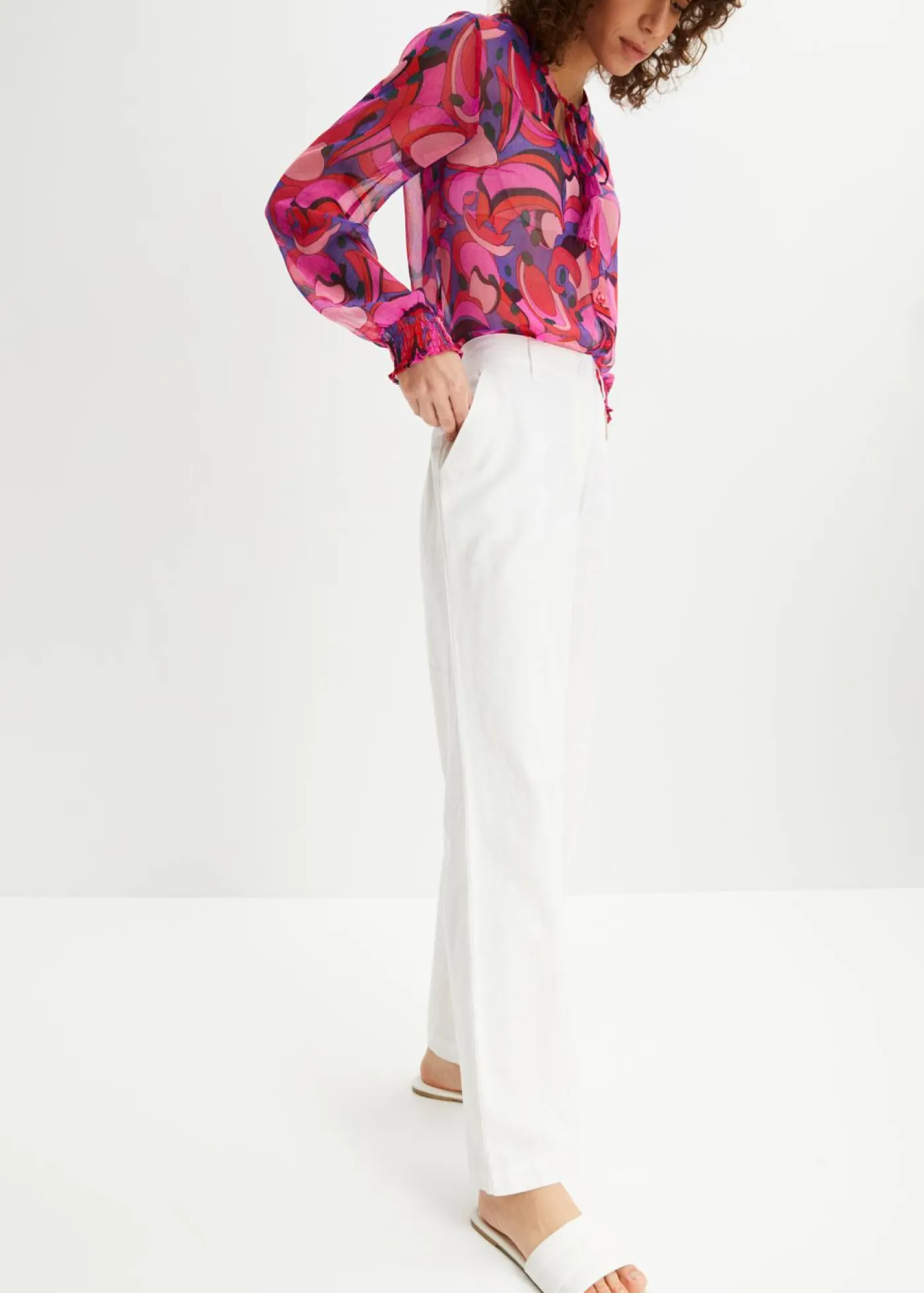 Pantalón de mezcla de lino y algodón Mujer Pantalones
