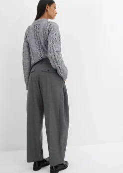 Pantalón de mezcla de viscosa con cinturilla cómoda Mujer Esenciales|Pantalones