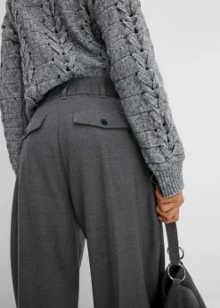 Pantalón de mezcla de viscosa con cinturilla cómoda Mujer Esenciales|Pantalones