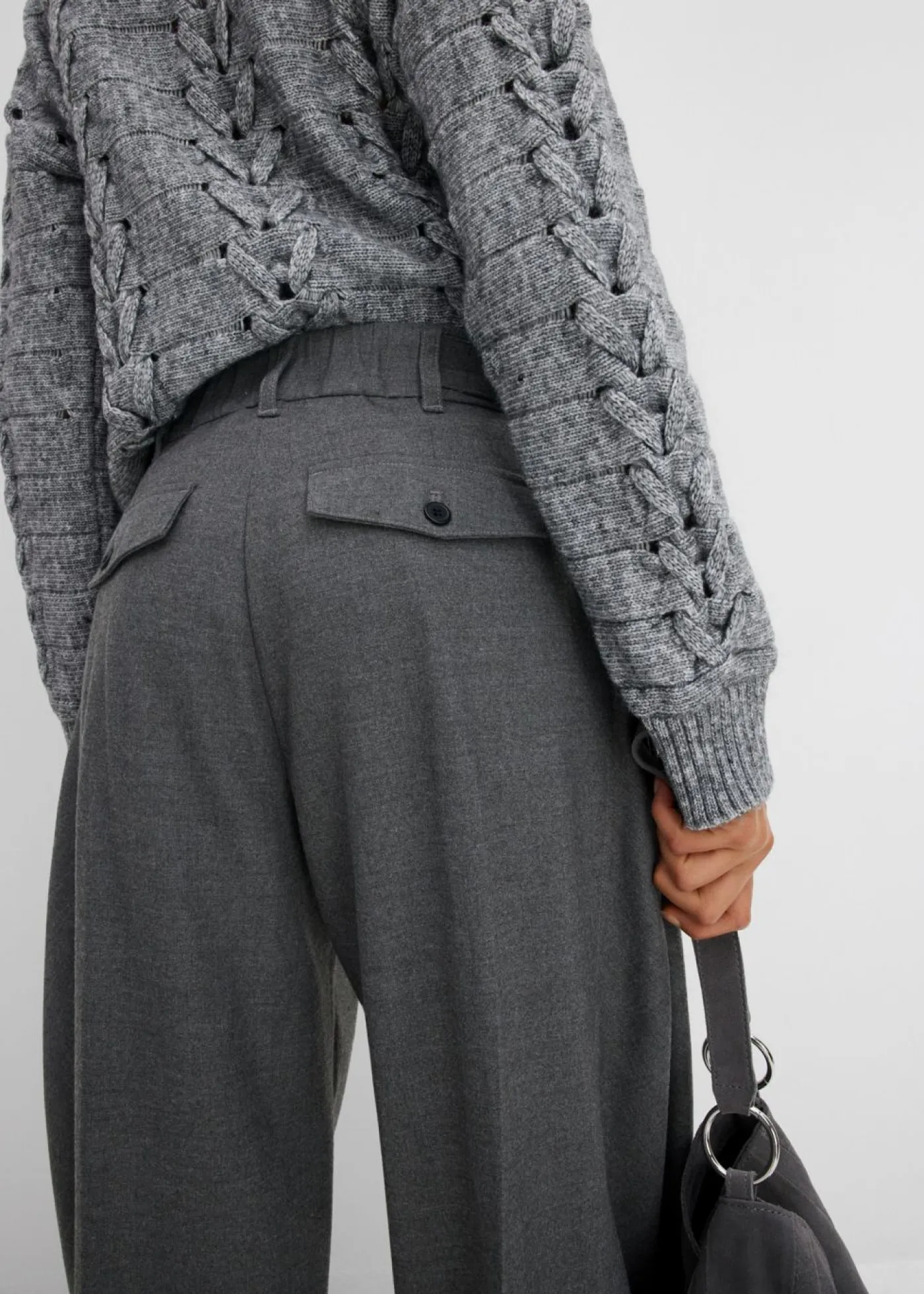 Pantalón de mezcla de viscosa con cinturilla cómoda Mujer Esenciales|Pantalones