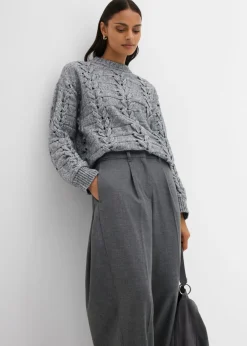 Pantalón de mezcla de viscosa con cinturilla cómoda Mujer Esenciales|Pantalones