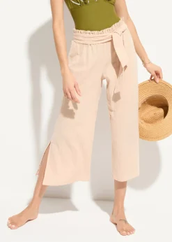 Sale Pantalón de muselina capri para la playa Mujer Ropa De Playa|Pantalones