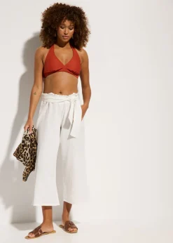 Online Pantalón de muselina capri para la playa Mujer Ropa De Playa|Pantalones