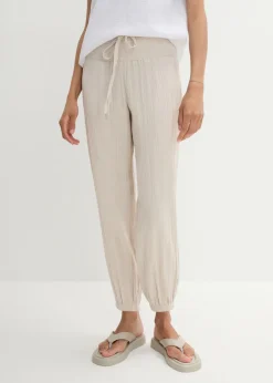 Best Pantalón de muselina con cintura de nido de abeja Mujer Pantalones|Novedades