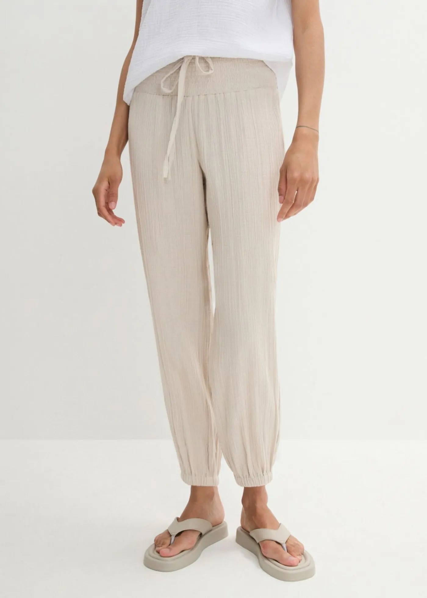 Best Pantalón de muselina con cintura de nido de abeja Mujer Pantalones|Novedades