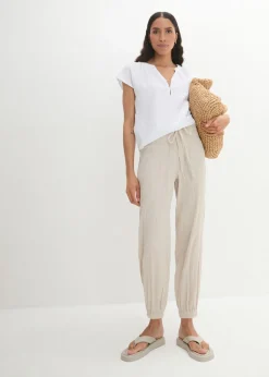 Best Pantalón de muselina con cintura de nido de abeja Mujer Pantalones|Novedades