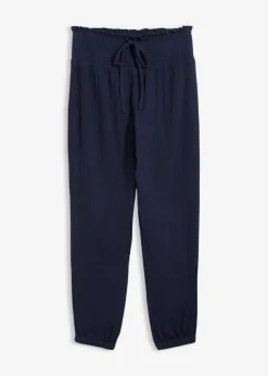 Sale Pantalón de muselina con cintura de nido de abeja Mujer Pantalones|Novedades
