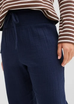 Sale Pantalón de muselina con cintura de nido de abeja Mujer Pantalones|Novedades