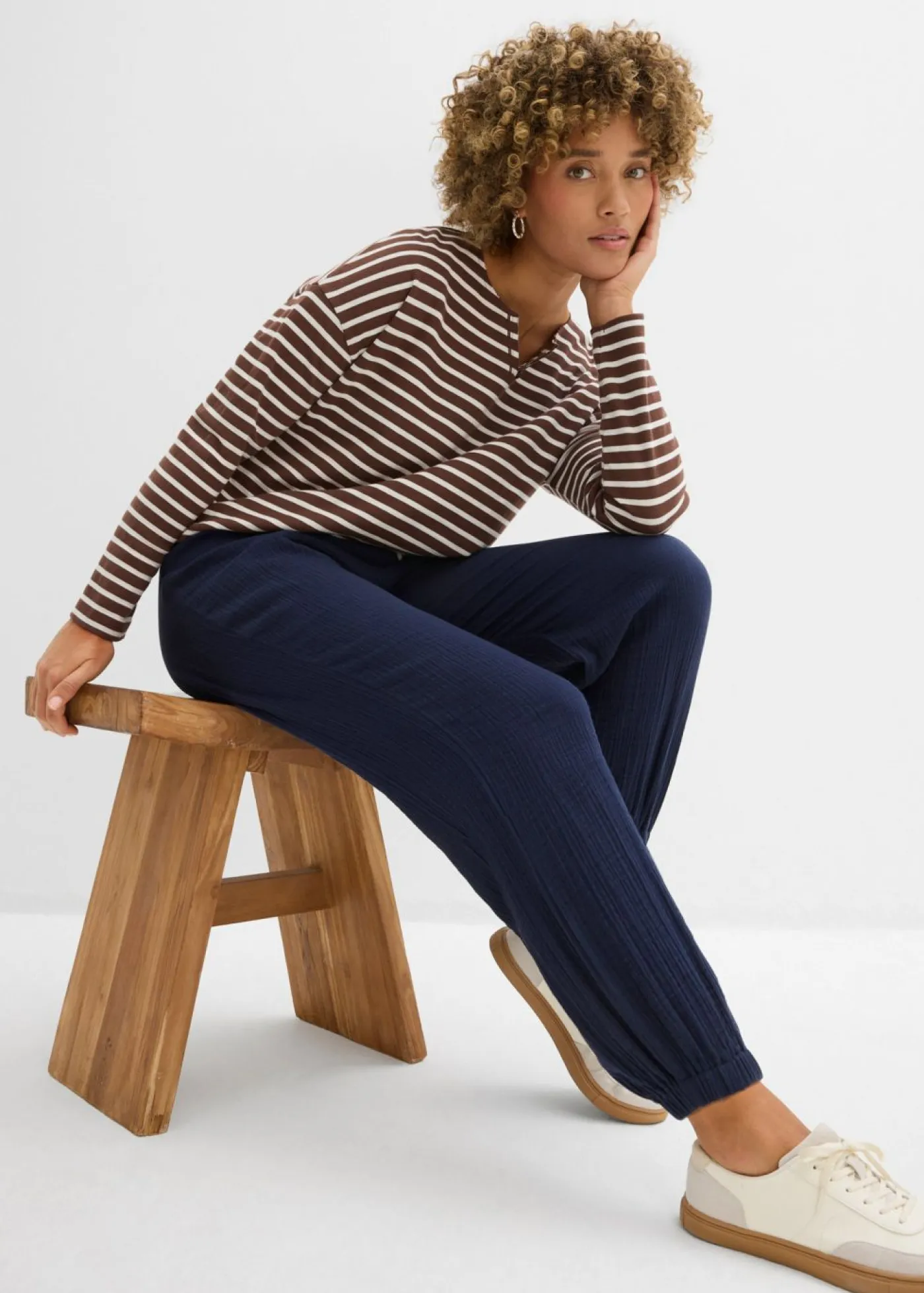 Sale Pantalón de muselina con cintura de nido de abeja Mujer Pantalones|Novedades