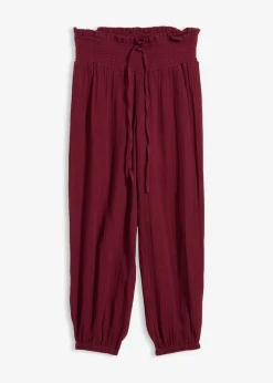 Discount Pantalón de muselina con cintura de nido de abeja Mujer Pantalones|Novedades