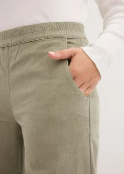 Pantalón de pana con cintura cómoda, high waist Mujer Pantalones