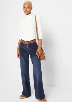 Pantalón de pana de algodón con elástico Mujer Pantalones