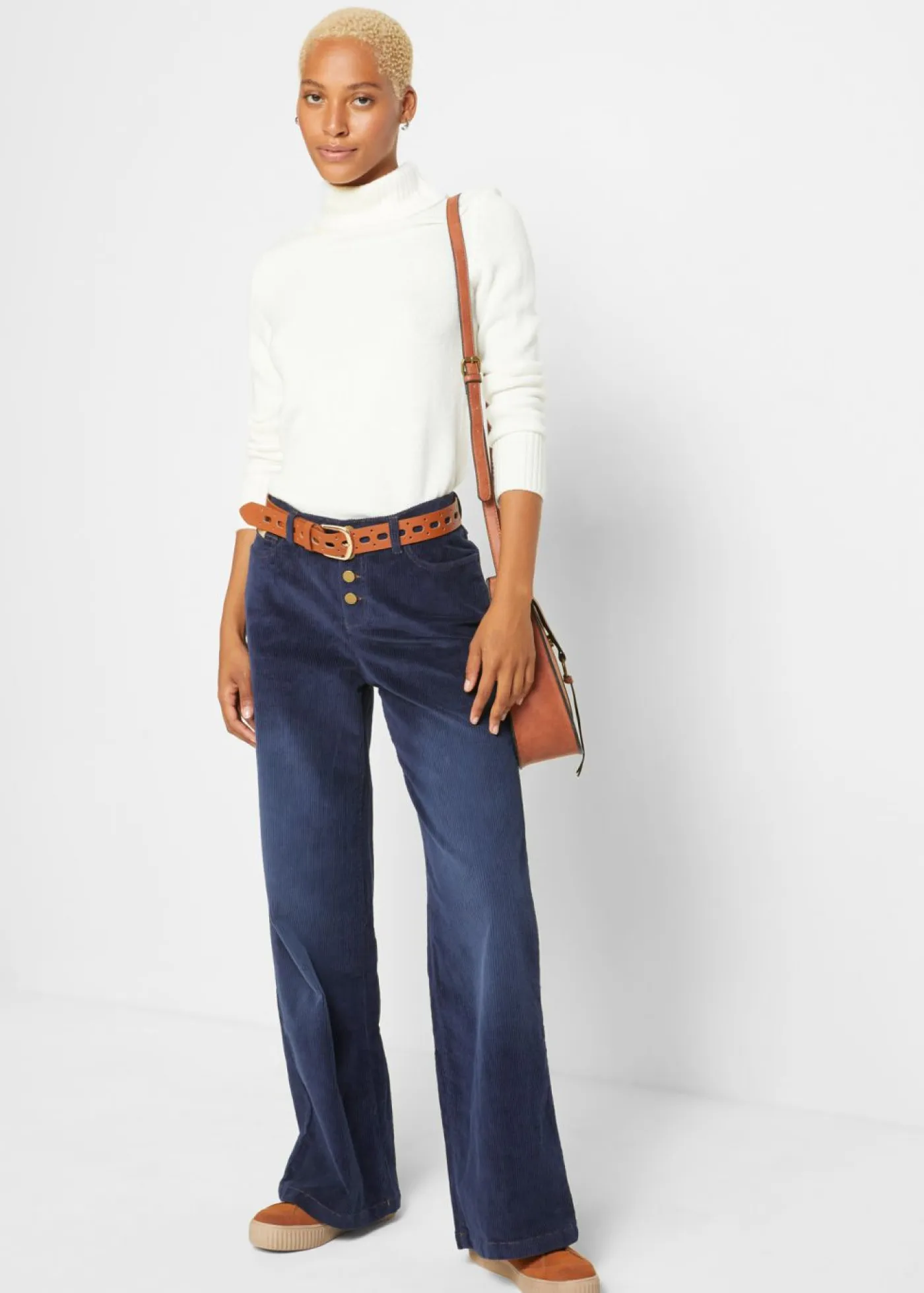 Pantalón de pana de algodón con elástico Mujer Pantalones