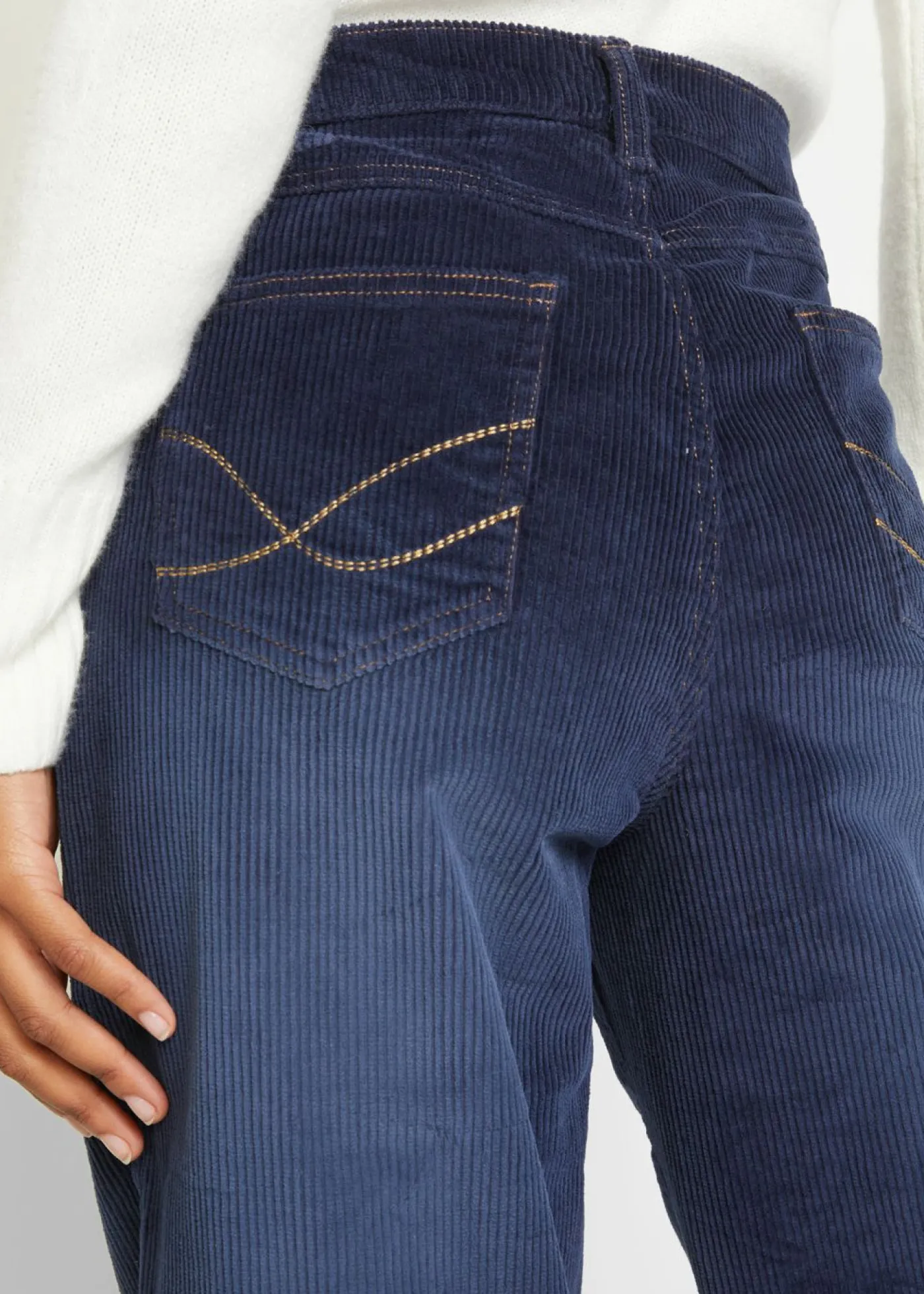 Pantalón de pana de algodón con elástico Mujer Pantalones