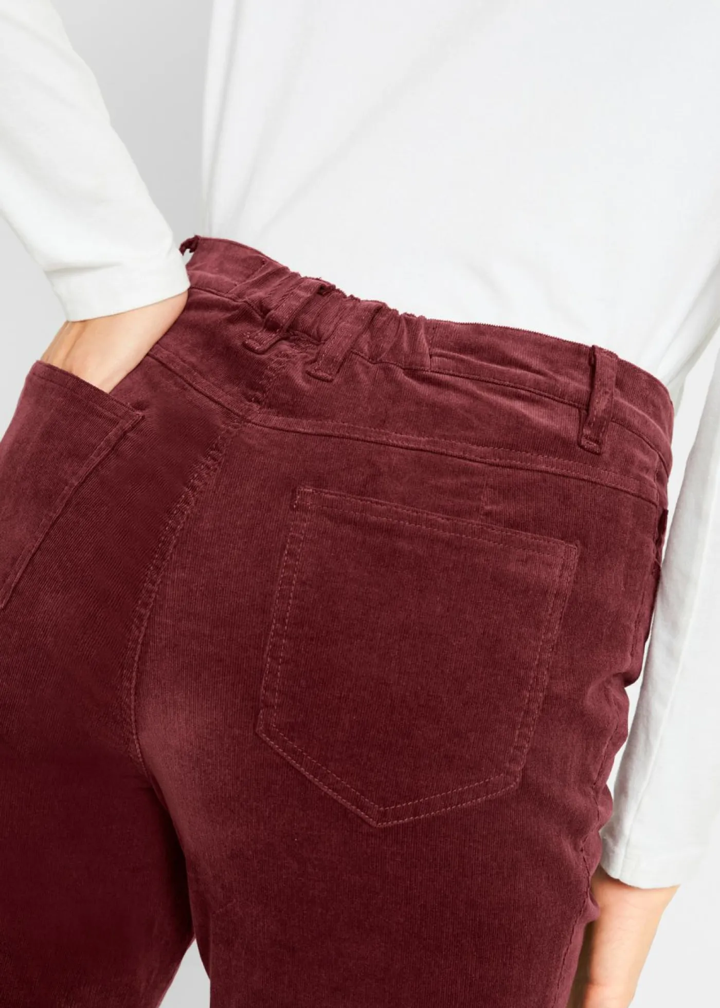 New Pantalón de pana elástico con cómoda cintura high waist Mujer Pantalones