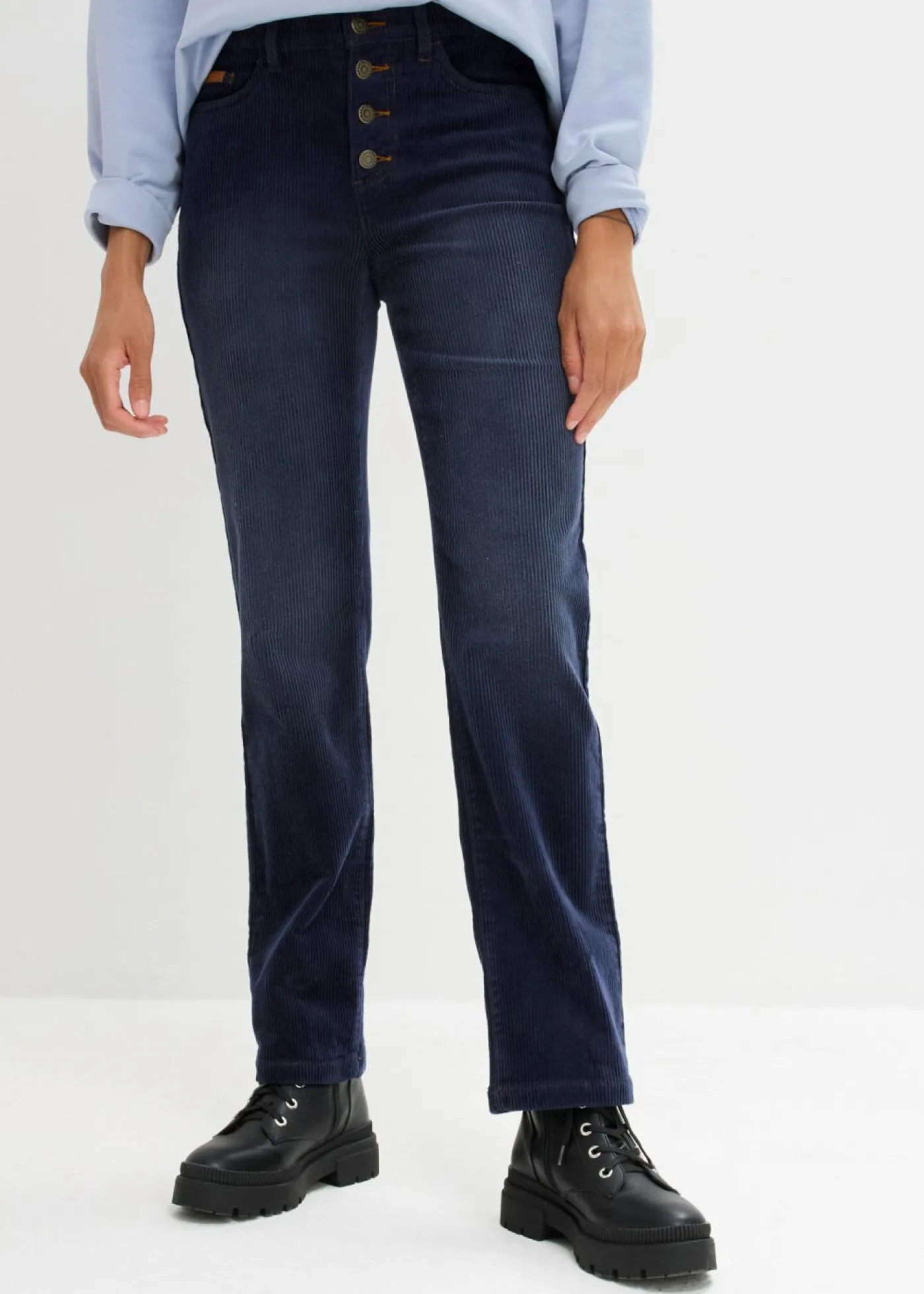 Pantalón de pana elástico de corte ancho Mujer Pantalones