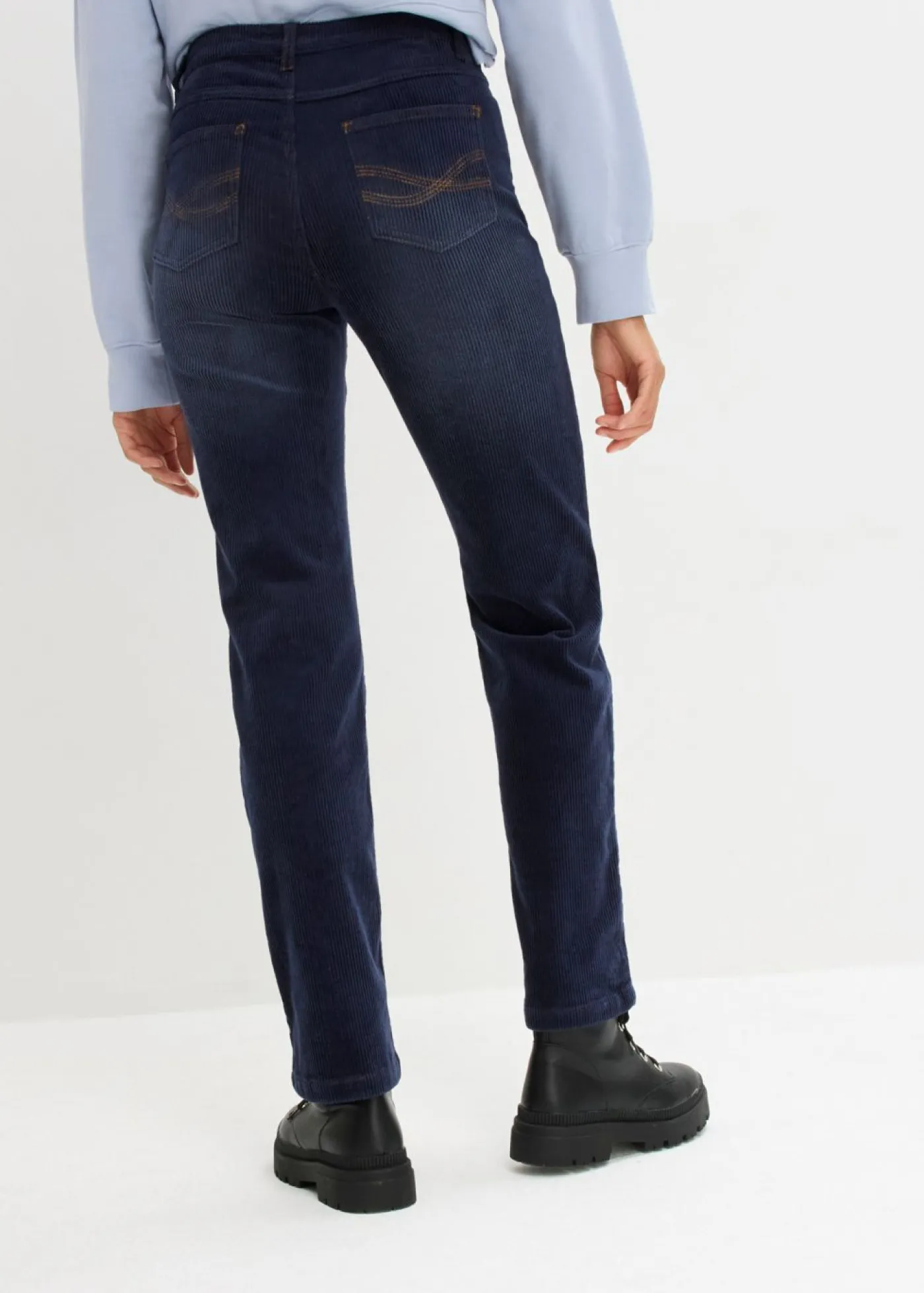 Pantalón de pana elástico de corte ancho Mujer Pantalones