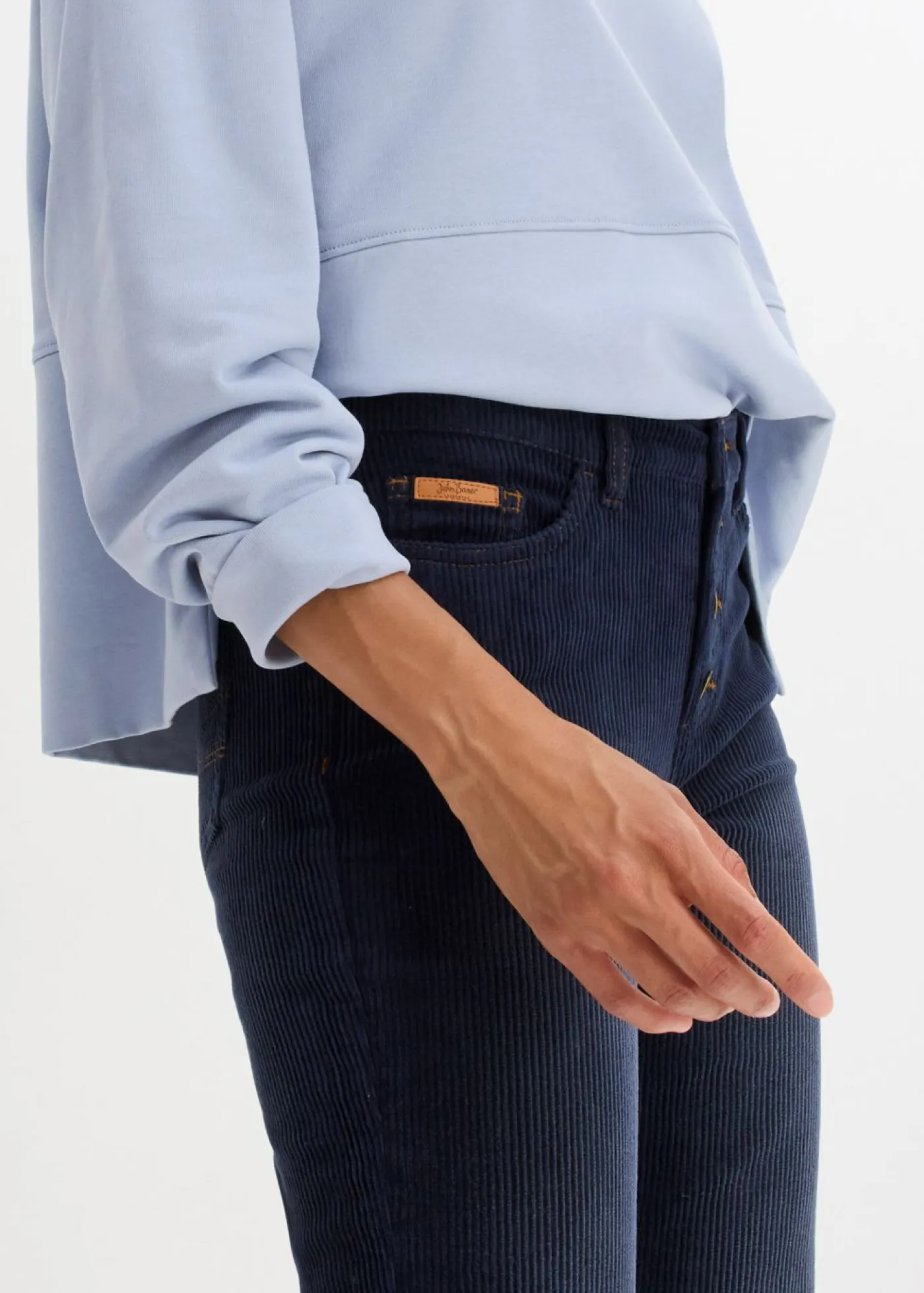 Pantalón de pana elástico de corte ancho Mujer Pantalones