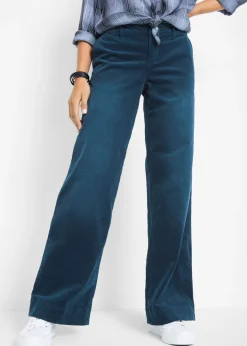 Clearance Pantalón de pana elástico de corte ancho Mujer Pantalones