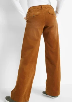 Sale Pantalón de pana elástico de corte ancho Mujer Pantalones