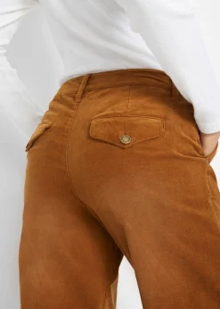 Sale Pantalón de pana elástico de corte ancho Mujer Pantalones