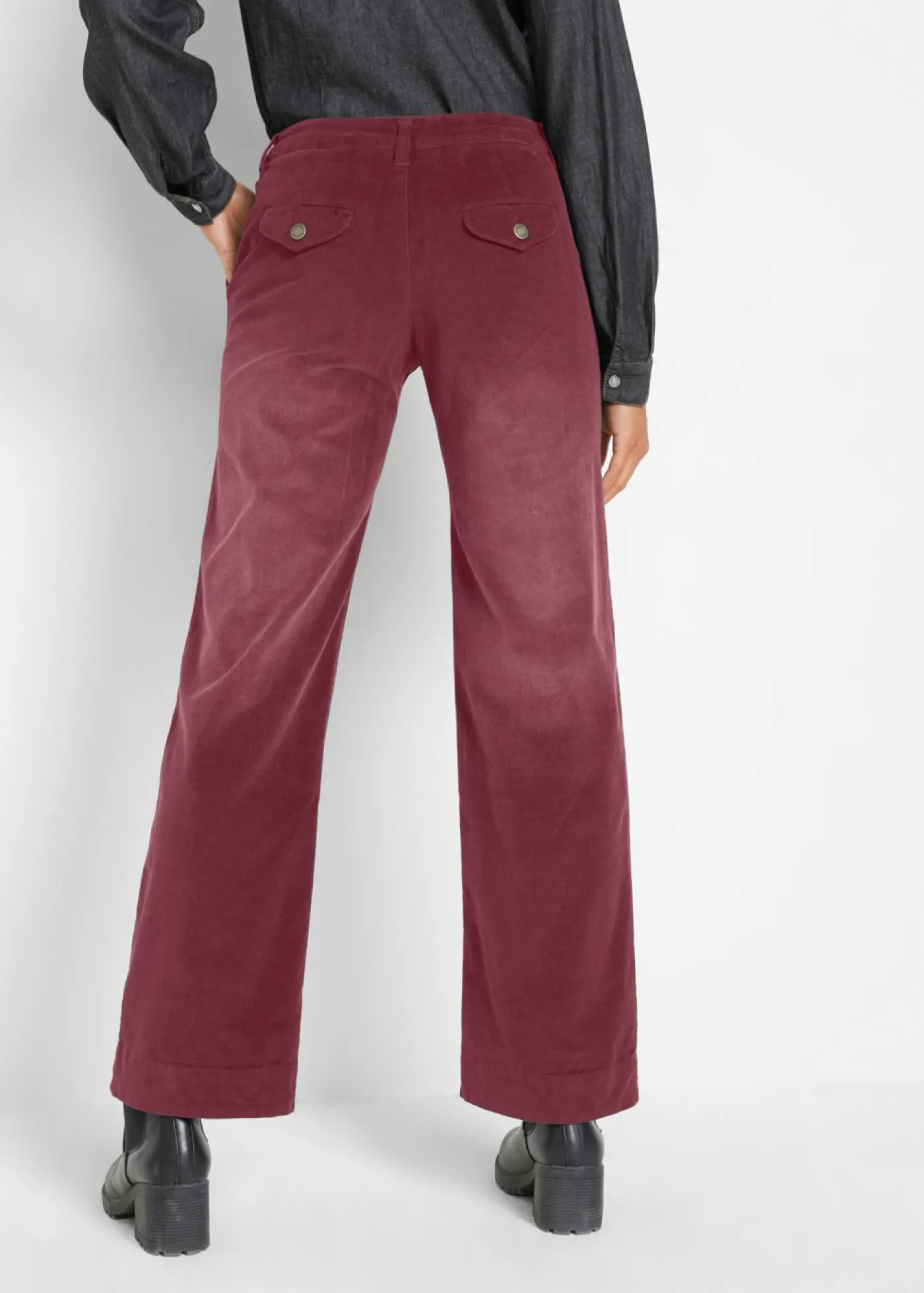 New Pantalón de pana elástico de corte ancho Mujer Pantalones