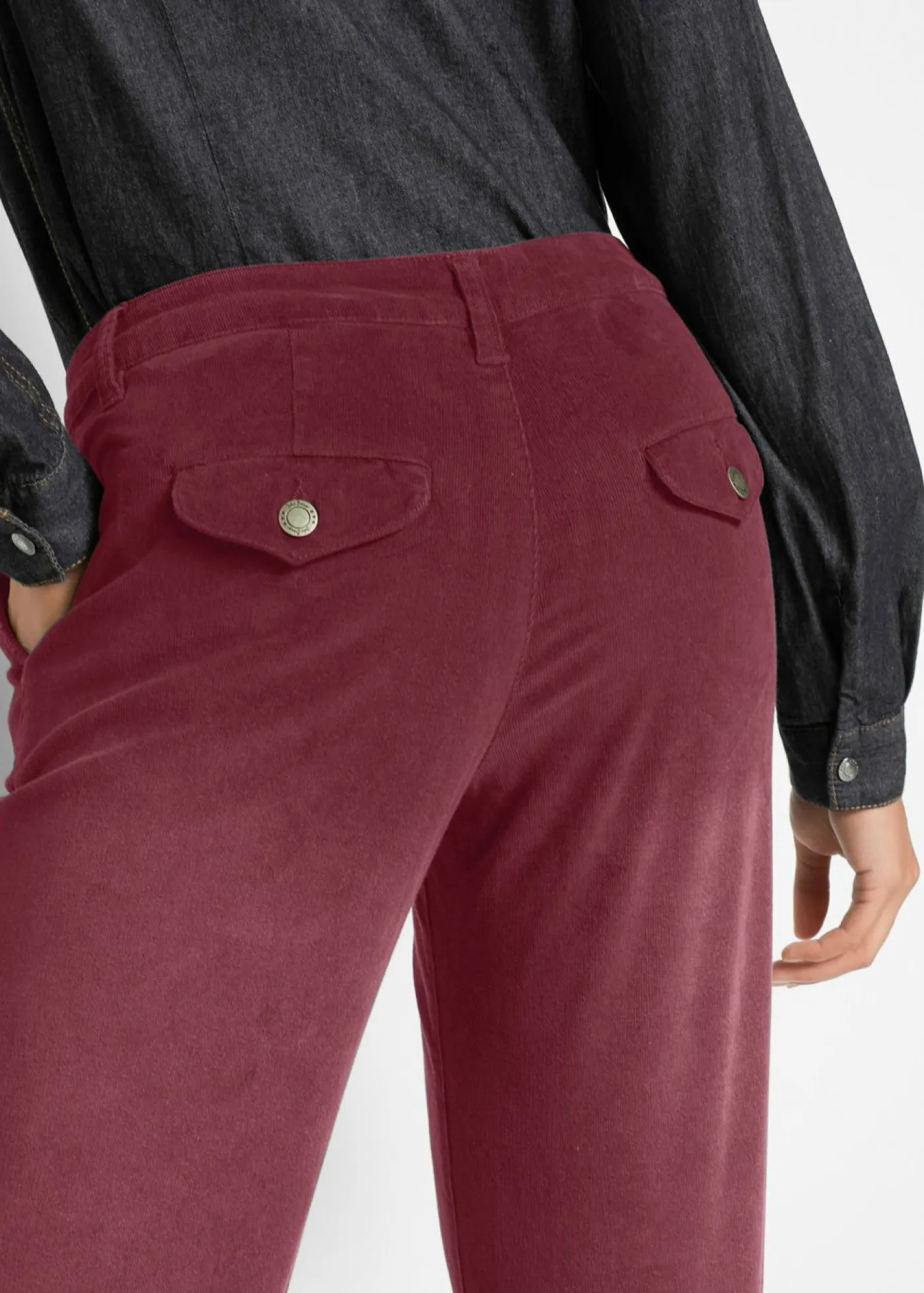 New Pantalón de pana elástico de corte ancho Mujer Pantalones