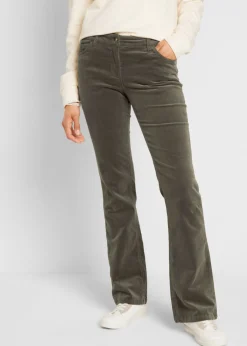 Hot Pantalón de pana elástico de corte recto Mujer Pantalones