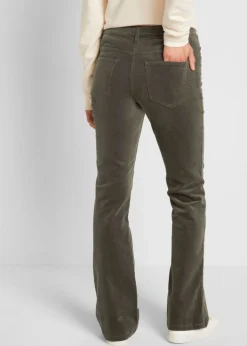 Hot Pantalón de pana elástico de corte recto Mujer Pantalones