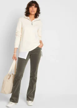 Hot Pantalón de pana elástico de corte recto Mujer Pantalones