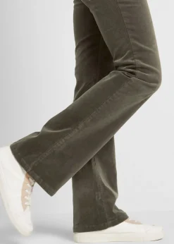 Hot Pantalón de pana elástico de corte recto Mujer Pantalones