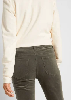 Hot Pantalón de pana elástico de corte recto Mujer Pantalones