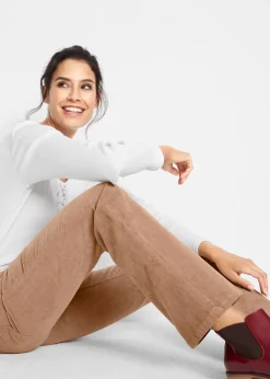 Sale Pantalón de pana elástico de corte recto Mujer Pantalones