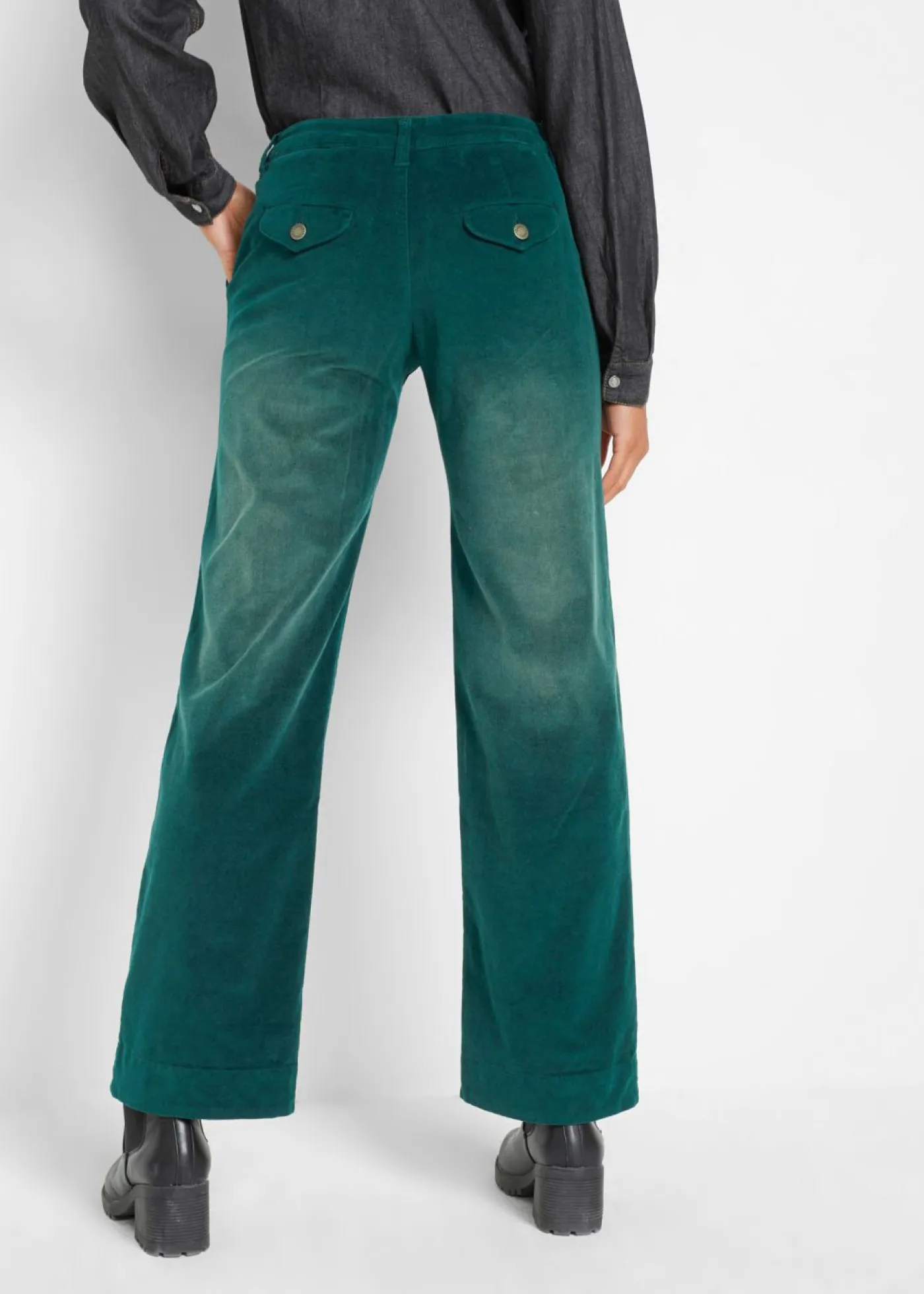 Best Pantalón de pana elástico de corte ancho Mujer Pantalones