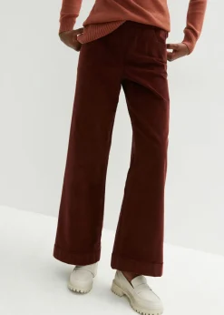 Online Pantalón de pana elástico y ancho, high waist Mujer Pantalones