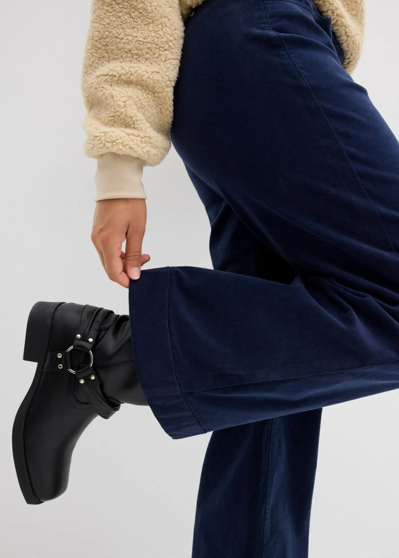 Sale Pantalón de pana elástico y ancho, high waist Mujer Pantalones