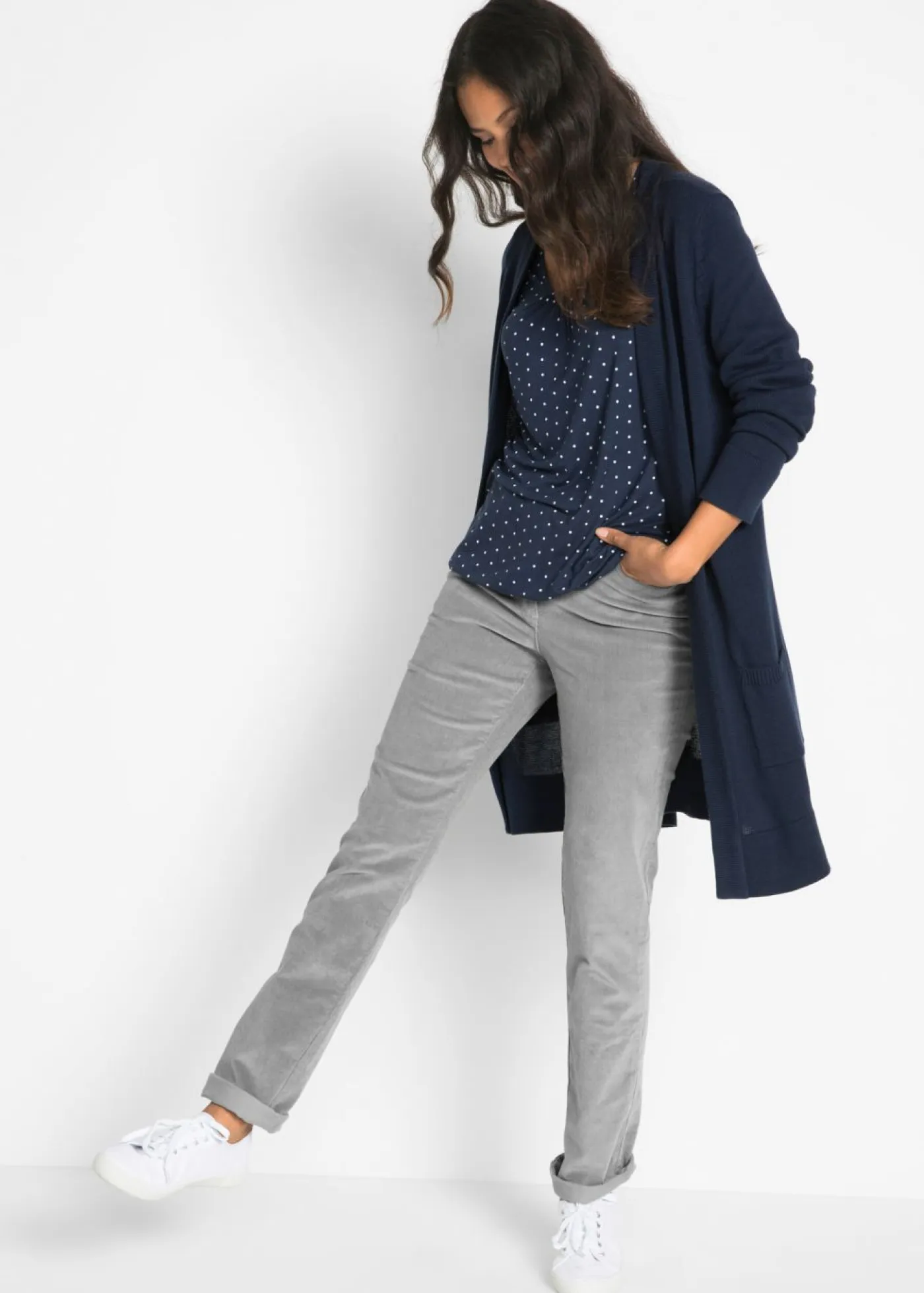 Pantalón de pana elásticos, straight Mujer Pantalones