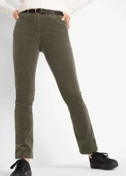 Pantalón de pana elásticos, straight Mujer Pantalones