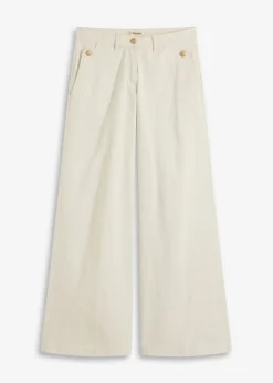 Hot Pantalón de pernera ancha con elástico Mujer Pantalones