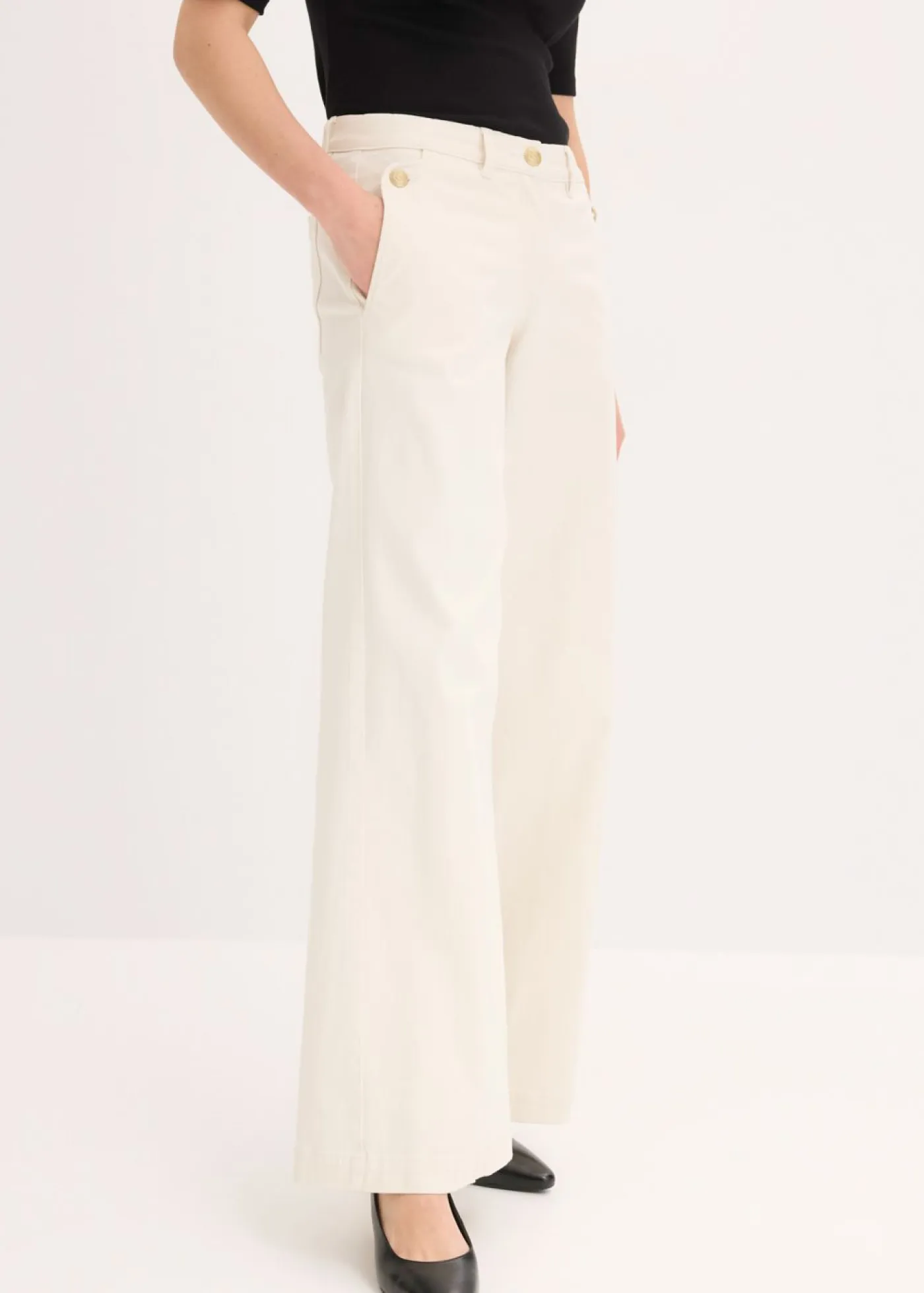 Hot Pantalón de pernera ancha con elástico Mujer Pantalones
