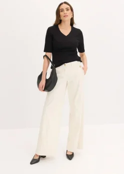 Hot Pantalón de pernera ancha con elástico Mujer Pantalones