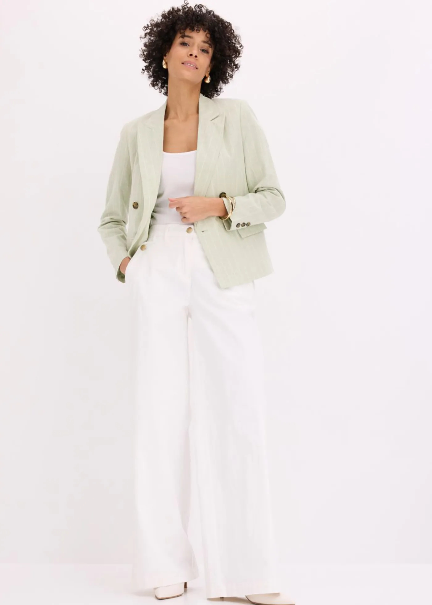 Outlet Pantalón de pernera ancha con elástico Mujer Pantalones