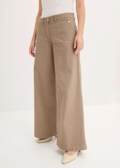 New Pantalón de pernera ancha con elástico Mujer Pantalones