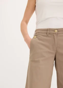 New Pantalón de pernera ancha con elástico Mujer Pantalones
