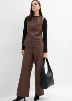 Pantalón de piel sintética Mujer Esenciales|Pantalones