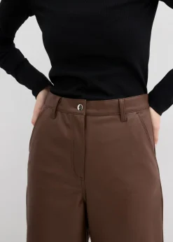 Pantalón de piel sintética Mujer Esenciales|Pantalones